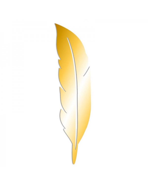 3D Acrylic Removable DIY Feather Mirror Wall Sticker Self-adhesive Mural Home Decoration - Golden