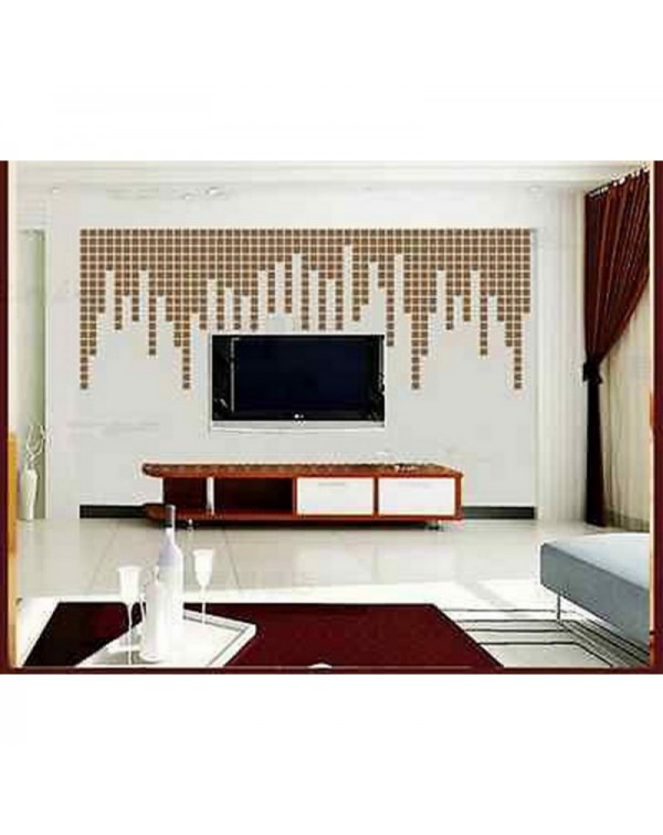 100pcs Quadrate Acrylic Wall Stickers for Living Room Bedroom Stereoscopic Decoration Golden