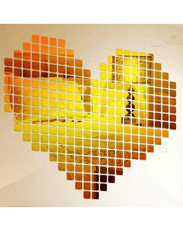 100pcs Quadrate Acrylic Wall Stickers for Living Room Bedroom Stereoscopic Decoration Golden