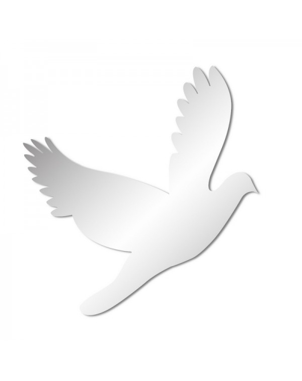 6pcs Peace Doves Shape Mirror Wall Solid Stickers Silver