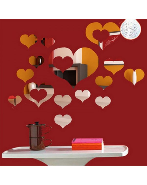 3D Heart-shaped Mirror Wall Sticker Crea...