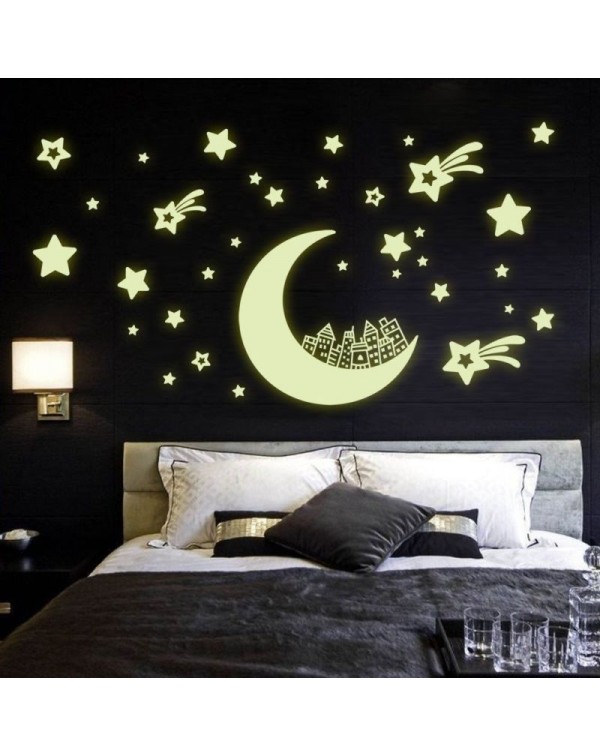 Luminous Moon and Stars Removable Wall Decal Sticker Home Decor Art