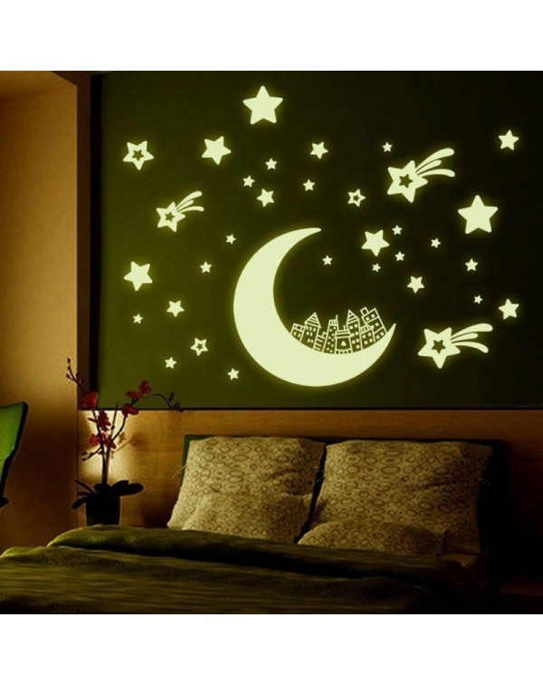 Luminous Moon and Stars Removable Wall Decal Sticker Home Decor Art