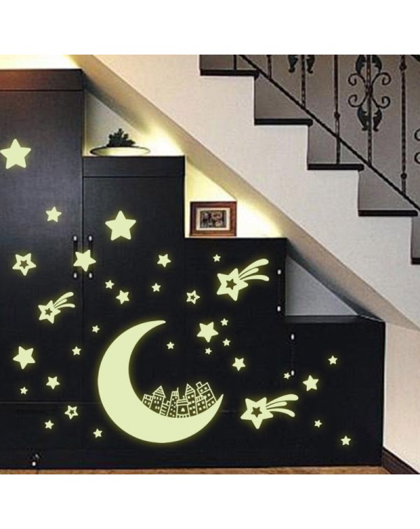 Luminous Moon and Stars Removable Wall Decal Sticker Home Decor Art