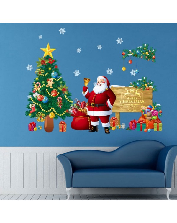 Tree Santa Claus Removable Wall Sticker Room Decal Wallpaper 90x30cm