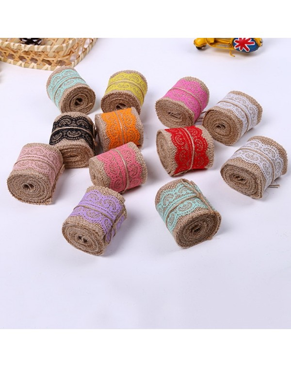 1m Natural Jute Burlap Lace Trim Ribbon ...