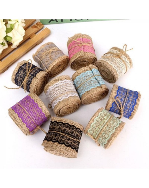 1m Natural Jute Burlap Lace Trim Ribbon DIY Sewing Craft Wedding Gift Decoration Royalblue