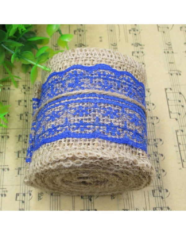 1m Natural Jute Burlap Lace Trim Ribbon DIY Sewing Craft Wedding Gift Decoration Royalblue