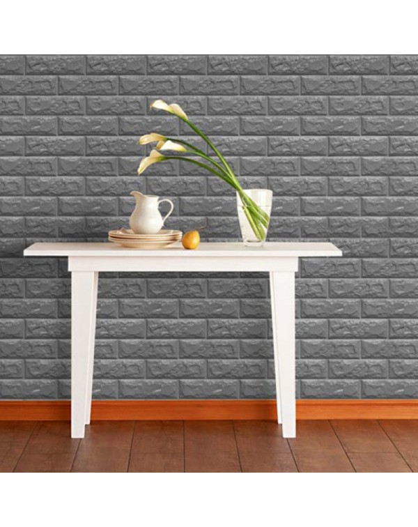 70 x 77cm PE Foam 3D Wall Stickers Brick Texture Wallpaper DIY Wall Decor Black