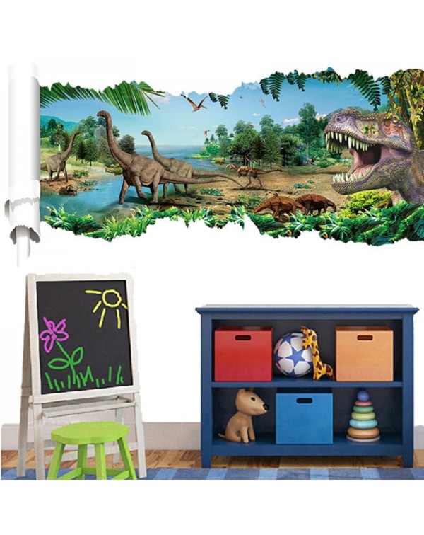 3D Forest Dinosaur Scroll Wall Decals Removable 3D Wall Art Sticker Home Room Decor