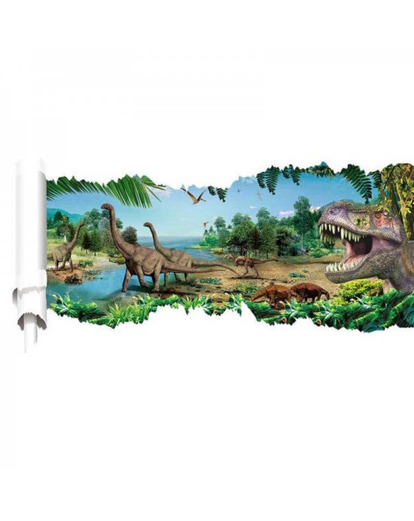 3D Forest Dinosaur Scroll Wall Decals Removable 3D Wall Art Sticker Home Room Decor