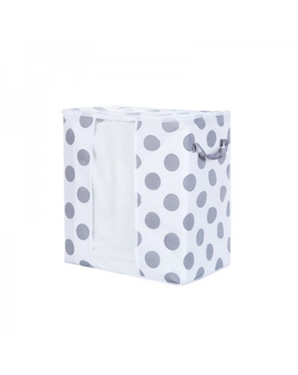 Concise Dots Pattern Small Non-woven Pillow Quilt Storage Bag Portable Folding Wardrobe Clothes Storage Bag Gray