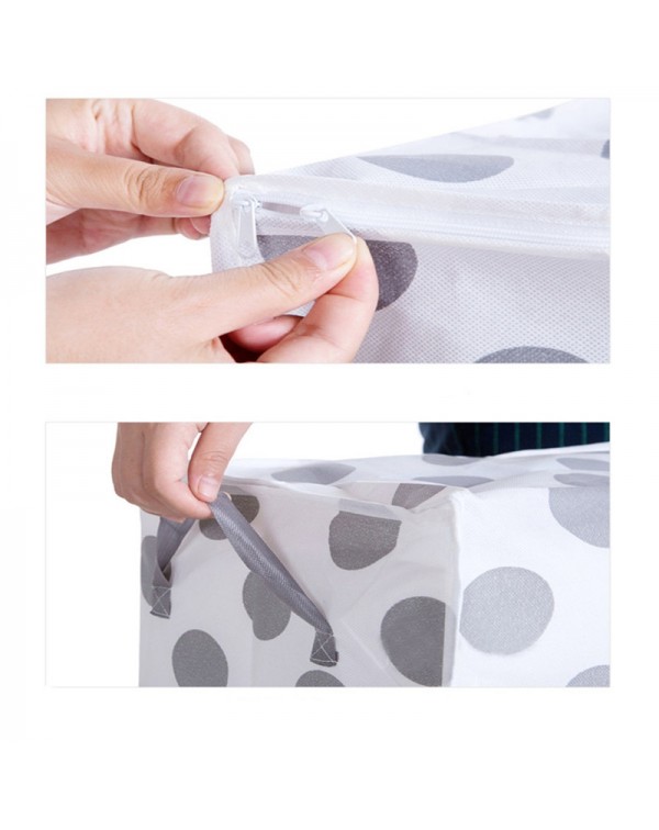 Concise Dots Pattern Small Non-woven Pillow Quilt Storage Bag Portable Folding Wardrobe Clothes Storage Bag Gray