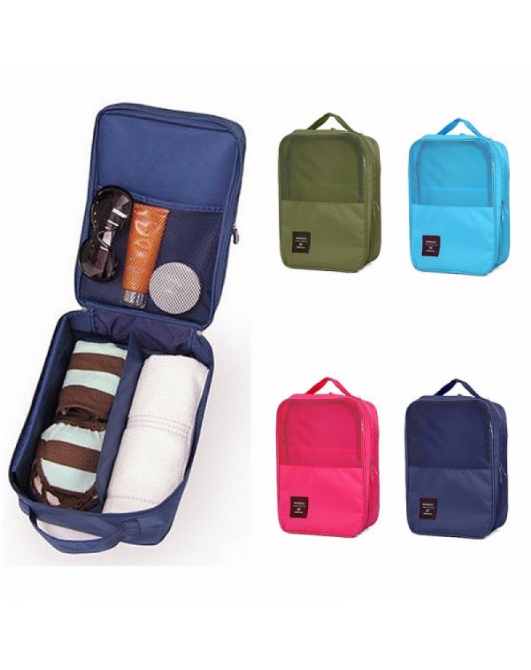 Creative 3-Layer Travel Storage Bag Waterproof Portable Shoes Box Pouch Dark Blue