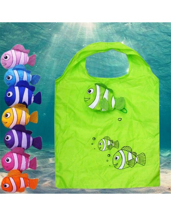 Folding Shopping Bag Creative Large Size Little Fish Eco Storage Handbag Random Color