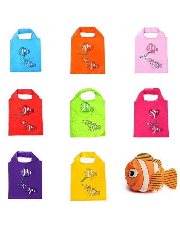 Folding Shopping Bag Creative Large Size Little Fish Eco Storage Handbag Random Color