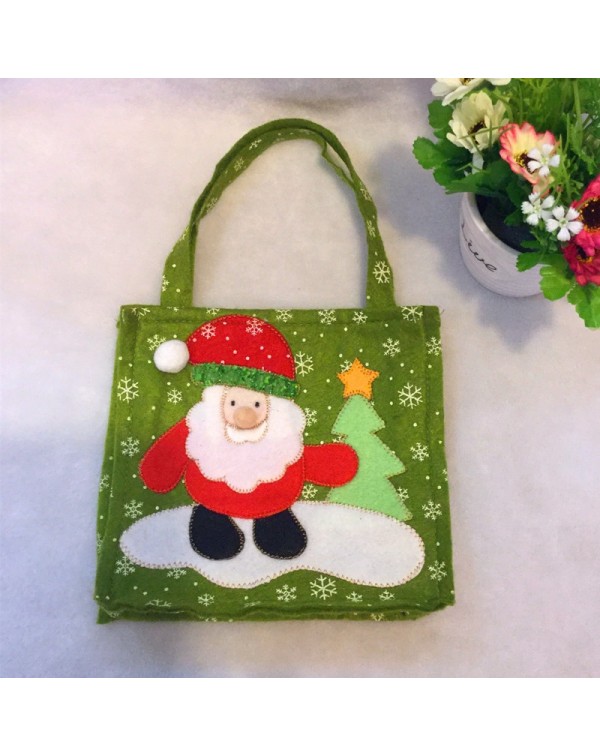 Candy Gift Hand Bag Santa Claus Pattern Green