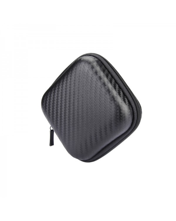 Square Crush Resistance Carrying Storage Bag Case for Earphone Cable Black