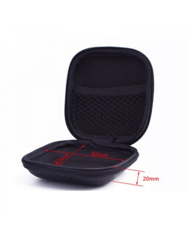 Square Crush Resistance Carrying Storage Bag Case for Earphone Cable Black