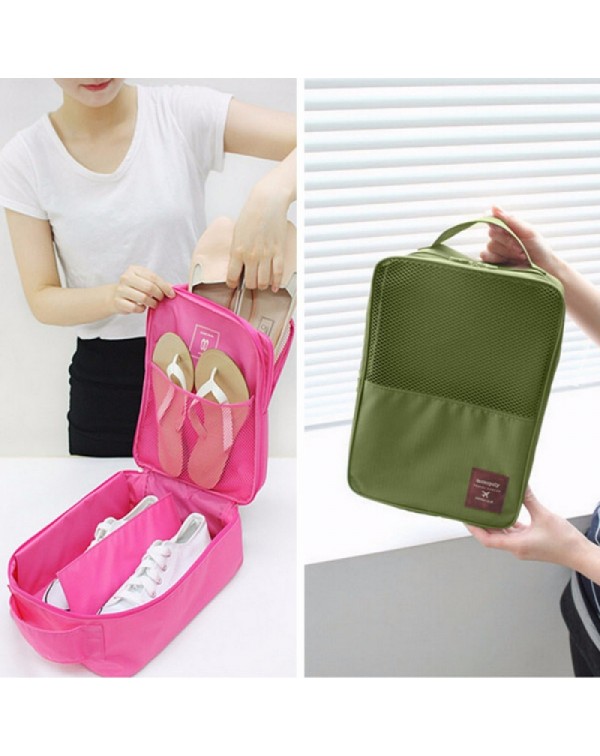 Creative 3-Layer Travel Storage Bag Waterproof Portable Shoes Box Pouch Rose Red