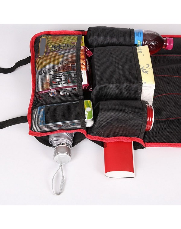 Car Auto Back Seat Tidy Multi Pocket Hanging Storage Bag Organization Holder Black  Red