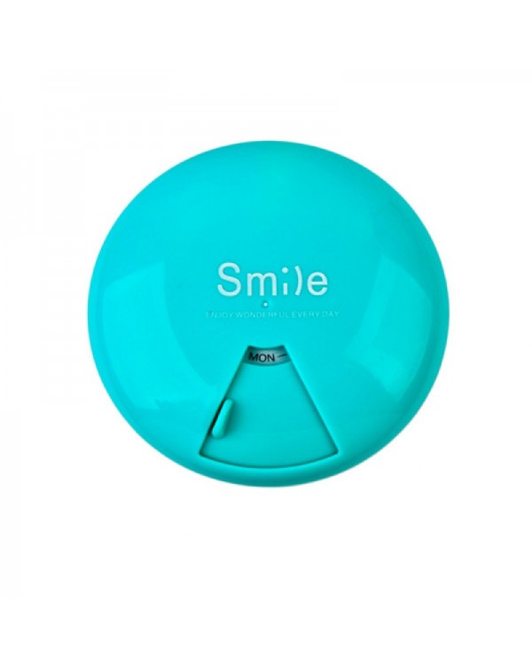 Round Smile Pattern Mini Portable Plastic Jewelry Pills Travel Storage Box Multi Functional Box Blue