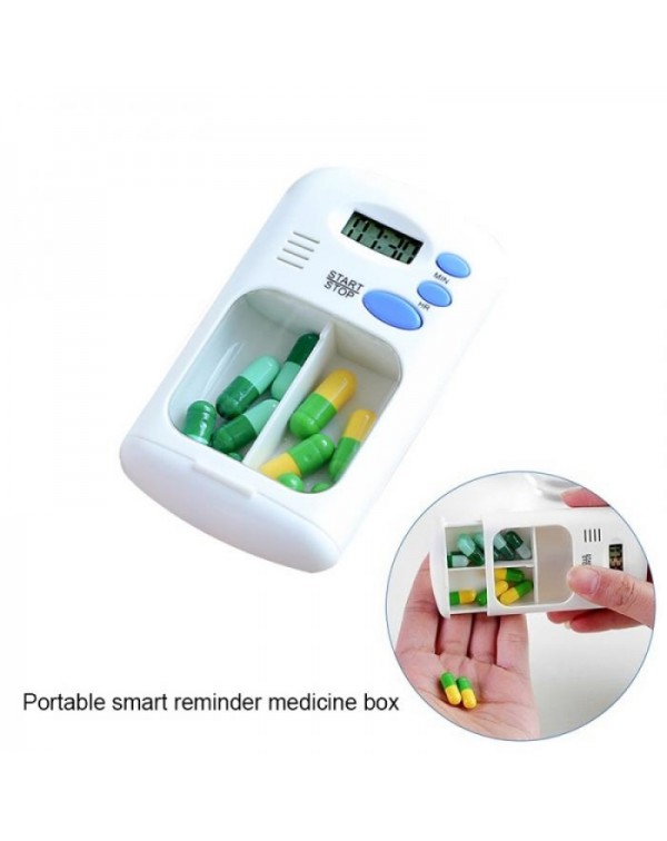 Smart Medical Storage Box Bin 2 Grids Electronic Timing Pill Kit Portable Intelligent Reminder Timer for the Elderly Pill Box