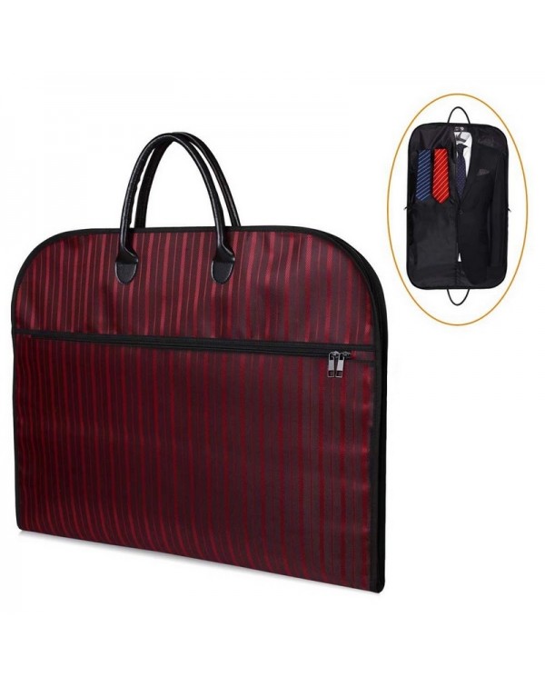 Travel Business Suit Storage Bag Oxford Cloth Striped Pattern Garment Clothing Carriers Cover Bag with Zipper and Handle - Red