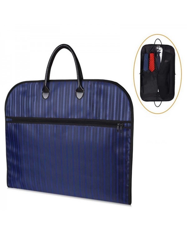 Travel Business Suit Storage Bag Oxford Cloth Striped Pattern Garment Clothing Carriers Cover Bag with Zipper and Handle - Blue