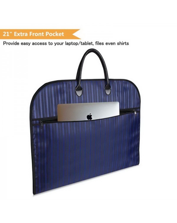 Travel Business Suit Storage Bag Oxford Cloth Striped Pattern Garment Clothing Carriers Cover Bag with Zipper and Handle - Blue