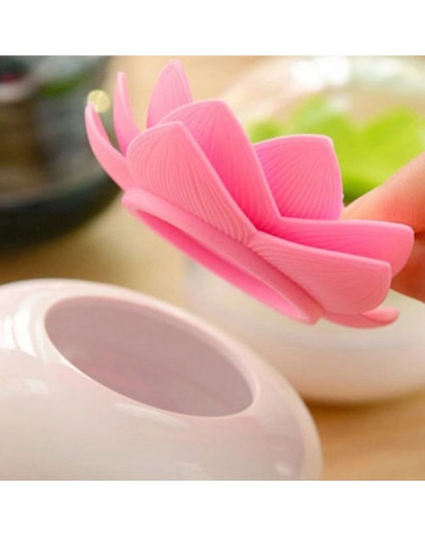 Lotus Shape Cotton Swab Holder Toothpick Storage Box Cotton Bud Case Pink