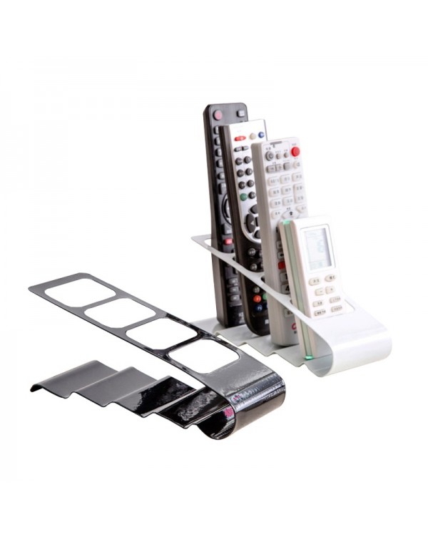 Metal Four Lattice Remote Storage Rack TV DVD VCR Step Remote Control Mobile Phone Holder - White