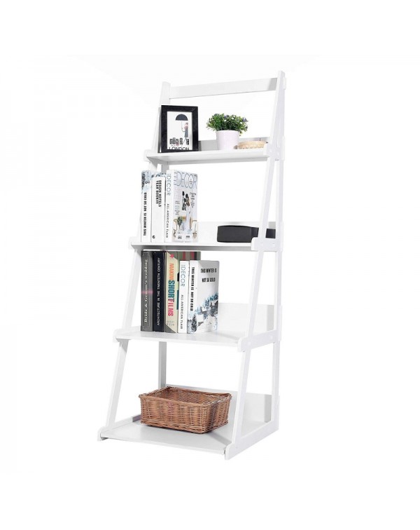 Wood Plastic 4-Tier Ladder Style Shelf P...