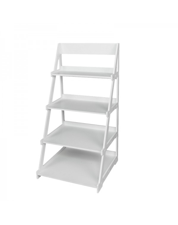 Wood Plastic 4-Tier Ladder Style Shelf Plant Stand White