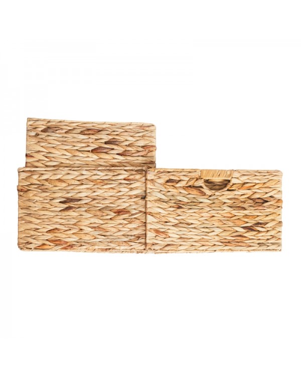 Folding Water Hyacinth Storage Basket Wood Color