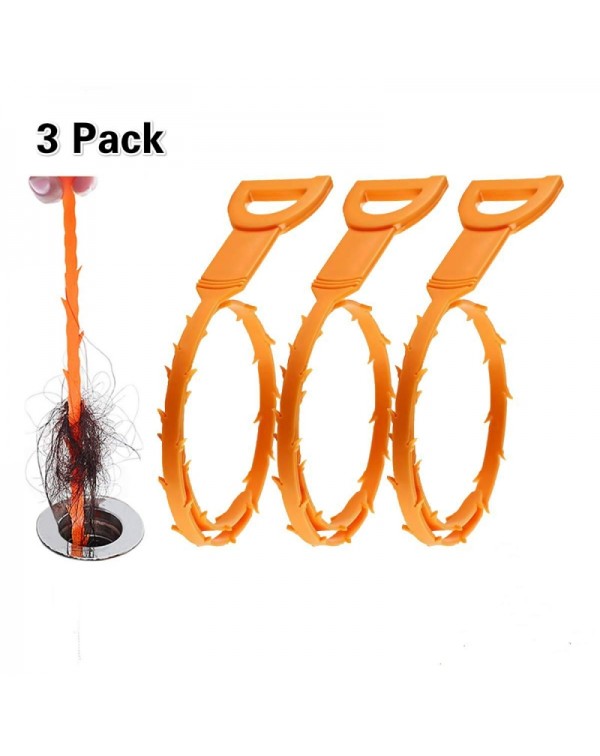 3pcs 20 Inch Hair Sewer Dredge Device Anti Clogging Removal Tools for Sewer Kitchen Sink Bathroom Tub Toilet Drains - Color Random