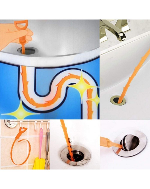 3pcs 20 Inch Hair Sewer Dredge Device Anti Clogging Removal Tools for Sewer Kitchen Sink Bathroom Tub Toilet Drains - Color Random