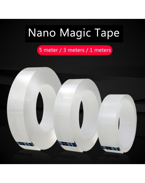 Traceless Washable Double Sided Adhesive Tape, Reusable Anti-Slip Nano Gel Pads for Home / Car -  3cm x 1m / 1.2in x 3.3ft - Transparent