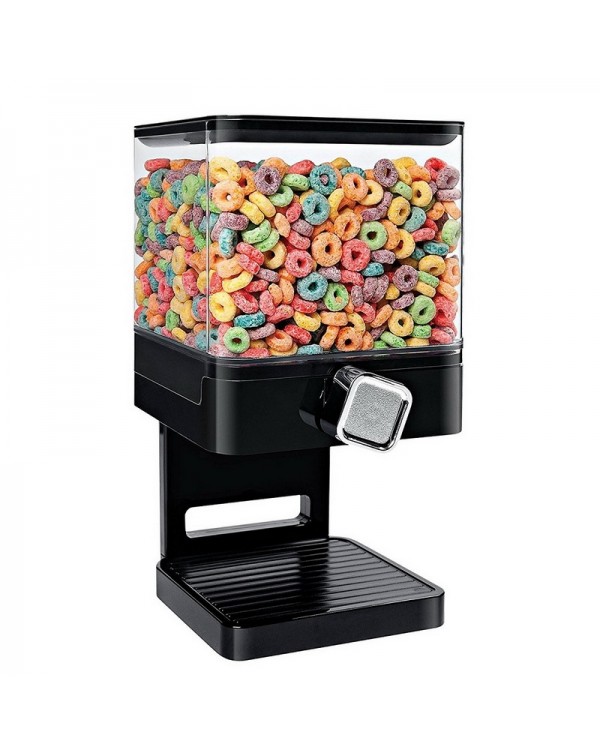 Square Single Dispenser Storage Container Machine for Cereal Dry Food Pasta - Black