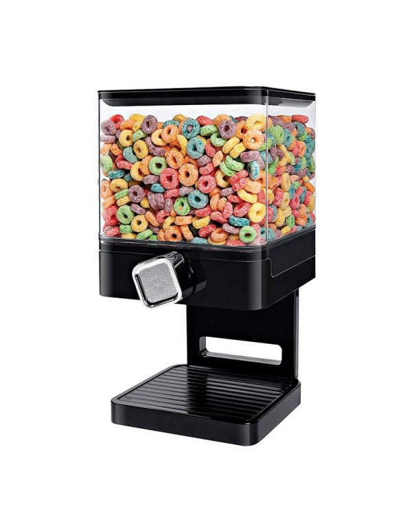 Square Single Dispenser Storage Container Machine for Cereal Dry Food Pasta - Black