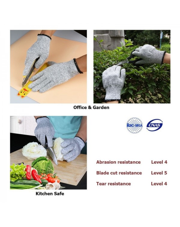 1 Pair Cut Resistant Gloves Food Grade Level 5 Protection Gloves for Labor Protecting / Meat Cutting / Oyster Shucking - L