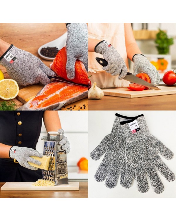 1 Pair Cut Resistant Gloves Food Grade Level 5 Protection Gloves for Labor Protecting / Meat Cutting / Oyster Shucking - L