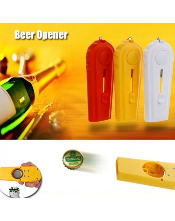 Creative Flying Cap Beer Bottle Opener Cap Launcher Gift - White