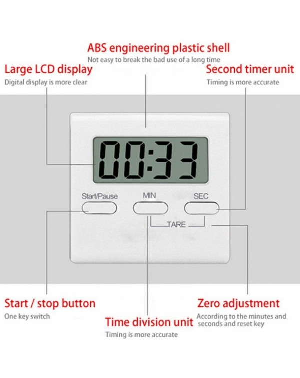 Digital LCD Kitchen Cooking Timer Alarm Cooking Count-Down Up