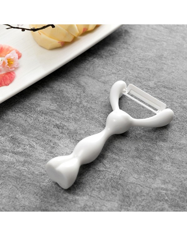 Kitchen Rabbit Shape Ceramic Vegetable Fruit Potato Peeler - White