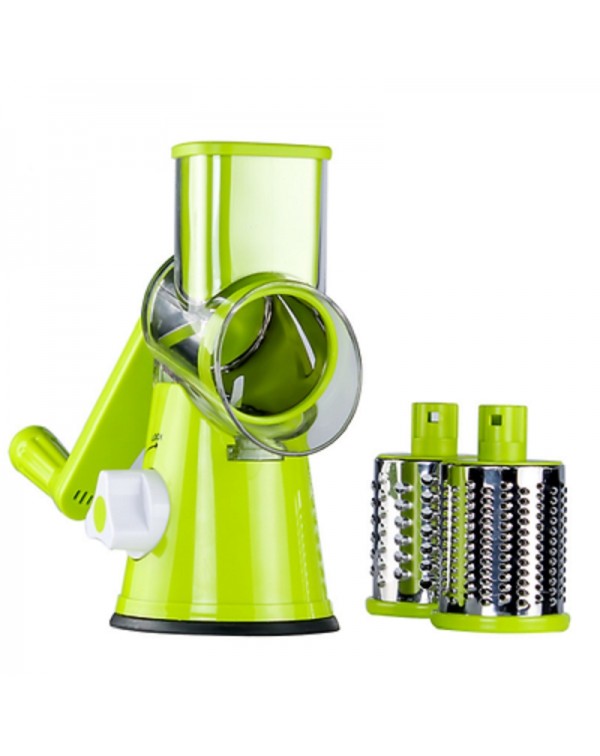 Manual Hand Multifunction Vegetable Food Cutter Round Slicer Potato Salad Carrot Grater - Green