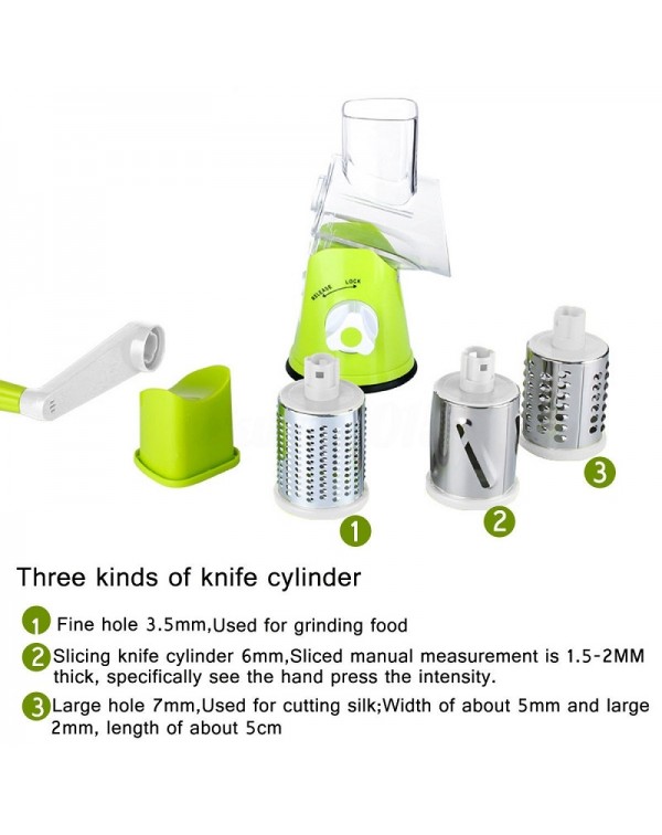 Manual Hand Multifunction Vegetable Food Cutter Round Slicer Potato Salad Carrot Grater - Green