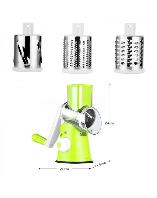 Manual Hand Multifunction Vegetable Food Cutter Round Slicer Potato Salad Carrot Grater - Green