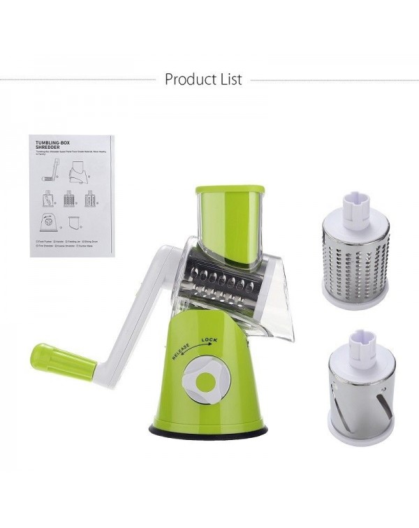 Manual Hand Multifunction Vegetable Food Cutter Round Slicer Potato Salad Carrot Grater - Green