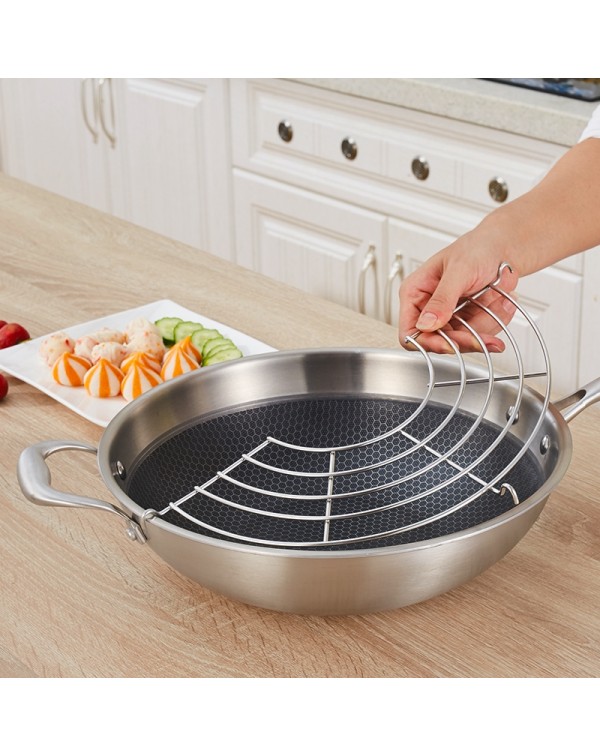 24cm Semicircular Stainless Steel Lek Oil Rack Kitchen Organizer Steamer Pot Shelf Bowl Dish Storage Holder